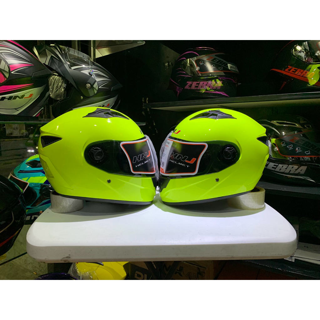 Kyt Helmet Neon Green Jiekai JK111 Street Neon Green With Spoiler