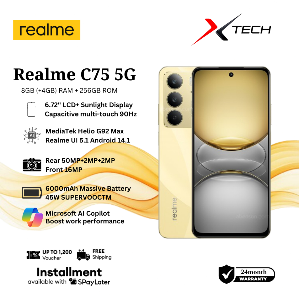 realme C75 5G｜8GB(+4GB) RAM+256GB FHD+ 120Hz Display
