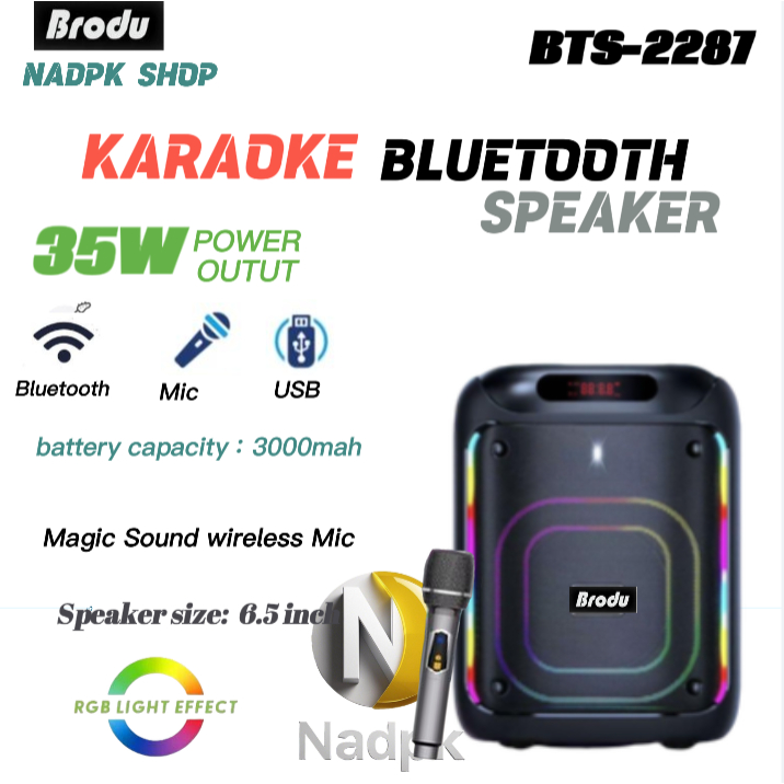 Brodu BTS-2287 RGB light Wireless Portable Outdoor Dj Party BT ...