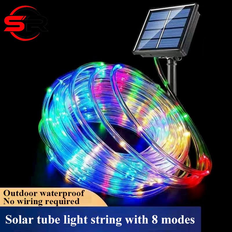 Solar PVC Tube String Lights 100/200 LED Waterproof Outdoor Fairy ...
