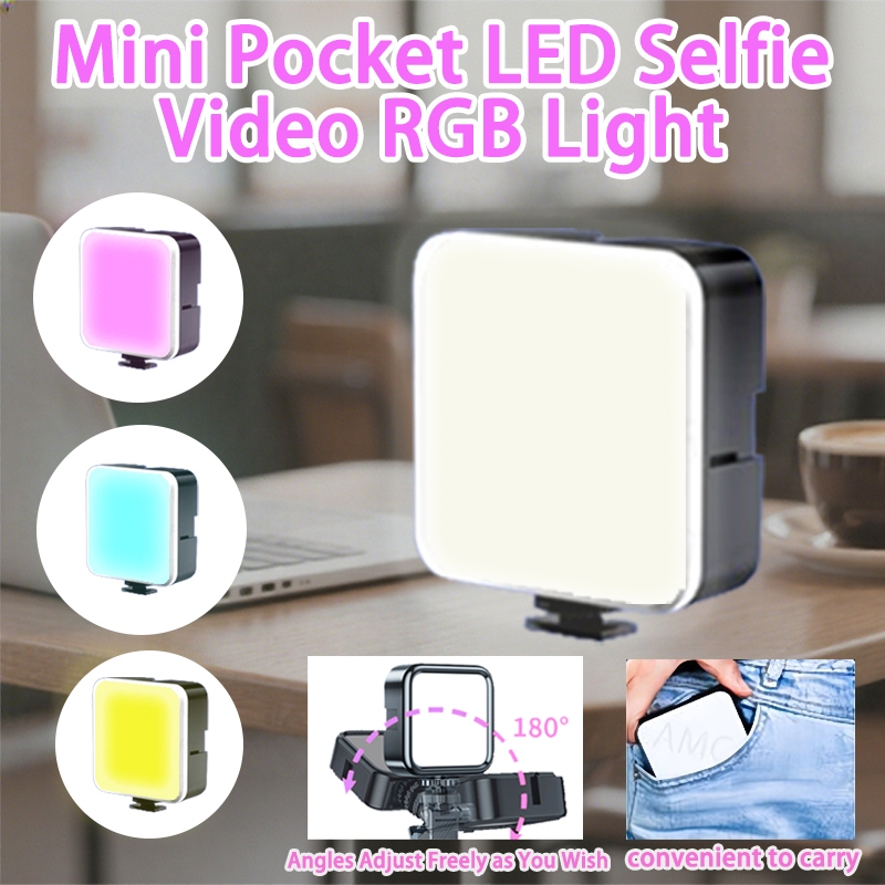 Pocket LED Selfie Light Mini Video RGB Light With Clip Rechargeable ...