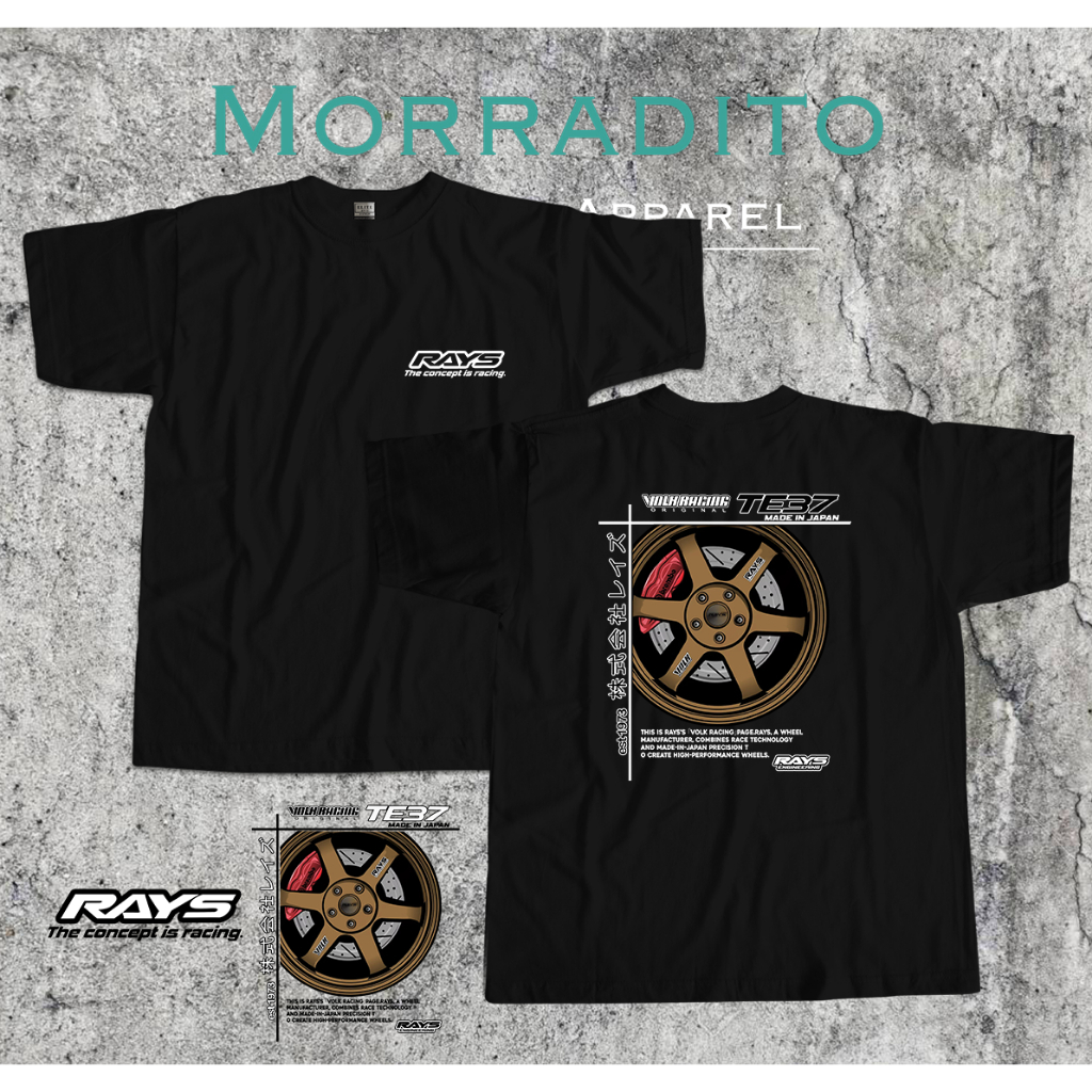 TE37 RAYS MAGS CARS JAPAN SERIES TSHIRT ELITE PREMIUM COTTON FRONT AND ...