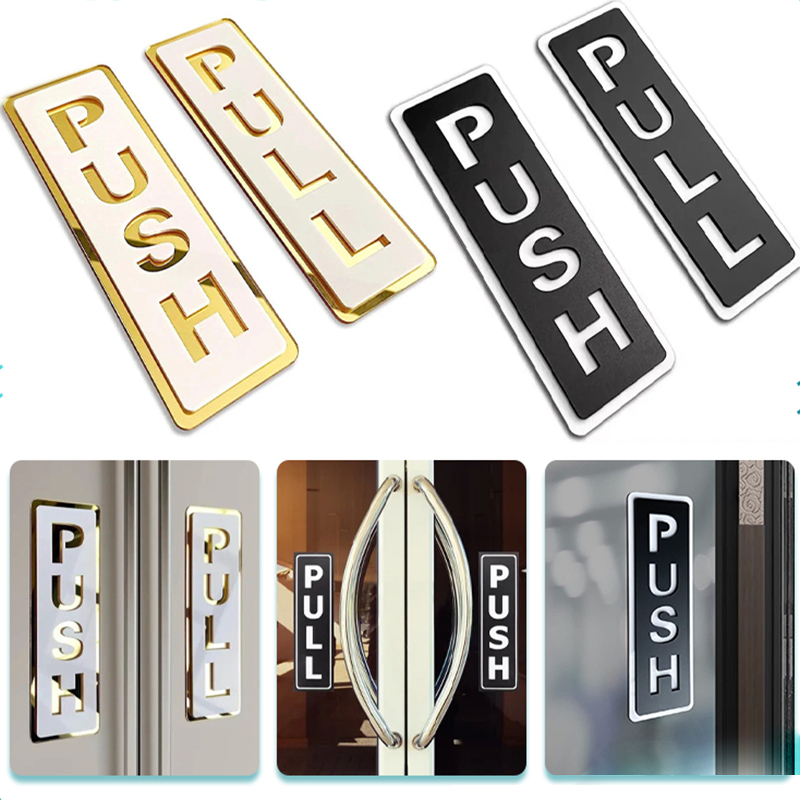 Push Pull Door Sign Vertical Acrylic Letters Effect Stylish Door ...