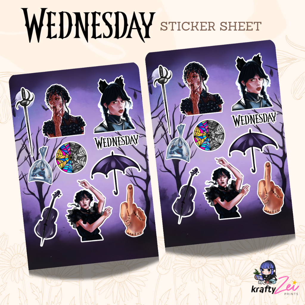 Wednesday Addams Sticker Sheet | Journal Sticker | Shopee Philippines