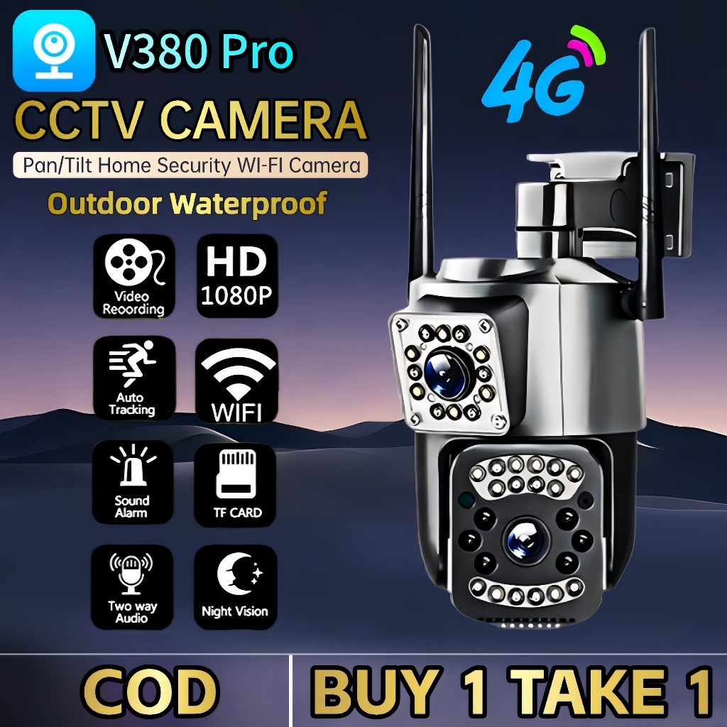 V380 Pro CCTV Camera Outdoor Dual Lens No WIFI Needed 2K Night Vision ...