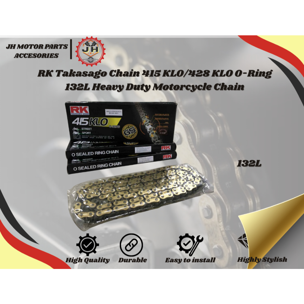 Rk Racing Chain 415/428 KLO-132L O-Ring Oil Seal Golden Chains ...