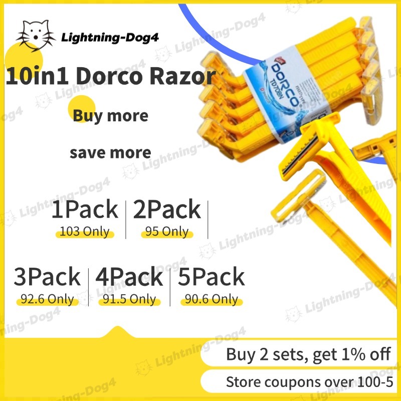 10Pcs/pack original Dorco Yellow Razor Twin Blade Disposable TD708N ...