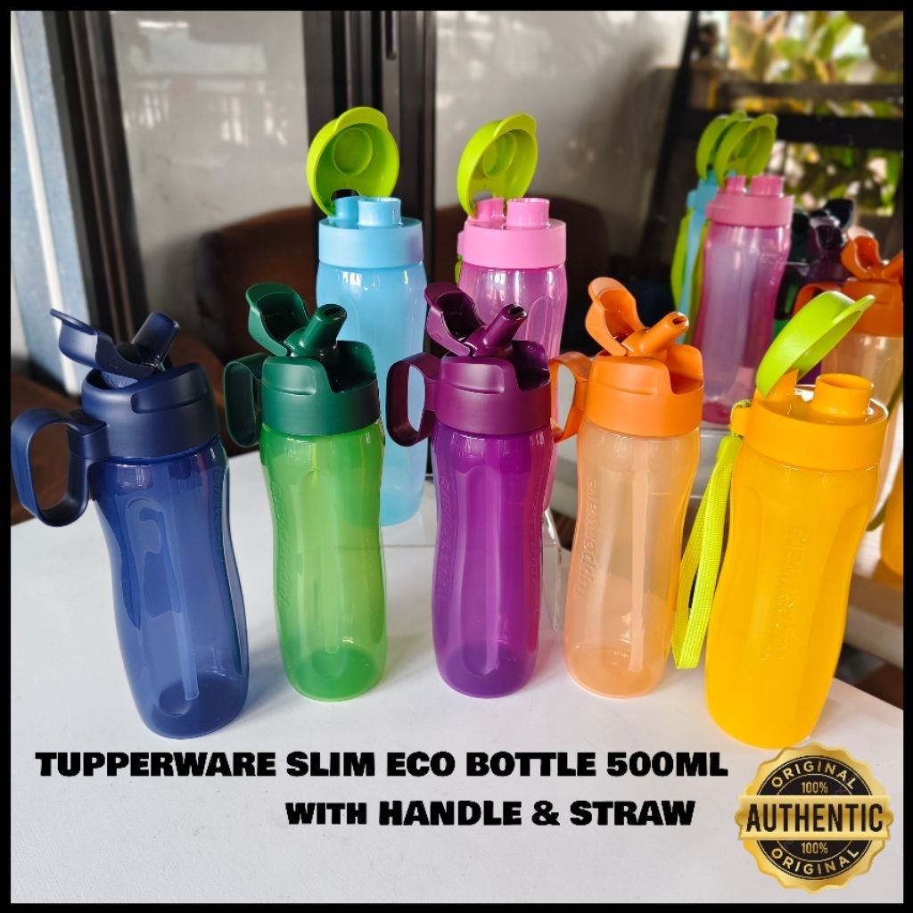 Tupperware Slim Eco Bottle 500ml with Handle & Straw | Shopee Philippines