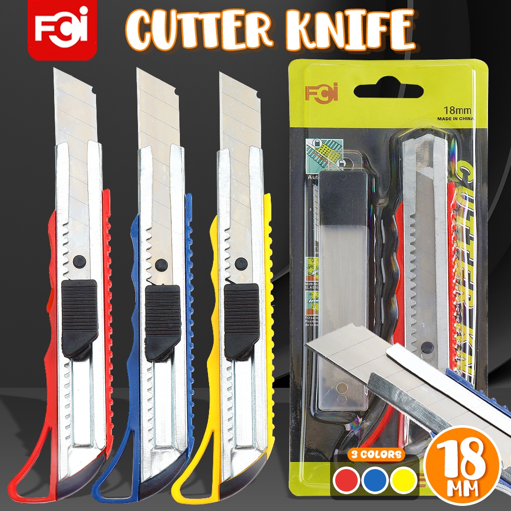 FCI Cutter Knife 18 mm Blade, Sharp Edge Sharp Point End Retractable ...