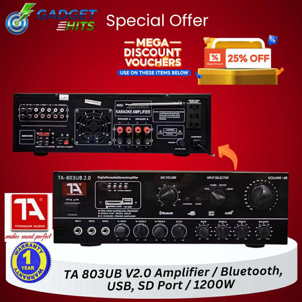Titanium Audio TA 803UB v2.0 Amplifier / Bluetooth, USB, SD Port ...
