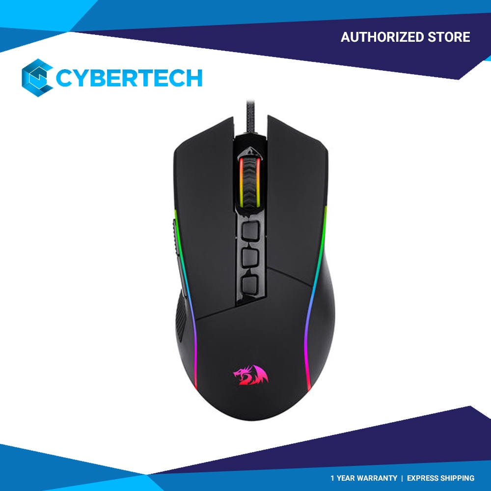 Redragon M812-RGB Plank Black Ergonomic USB Wired 16000 DPI Gaming Mouse