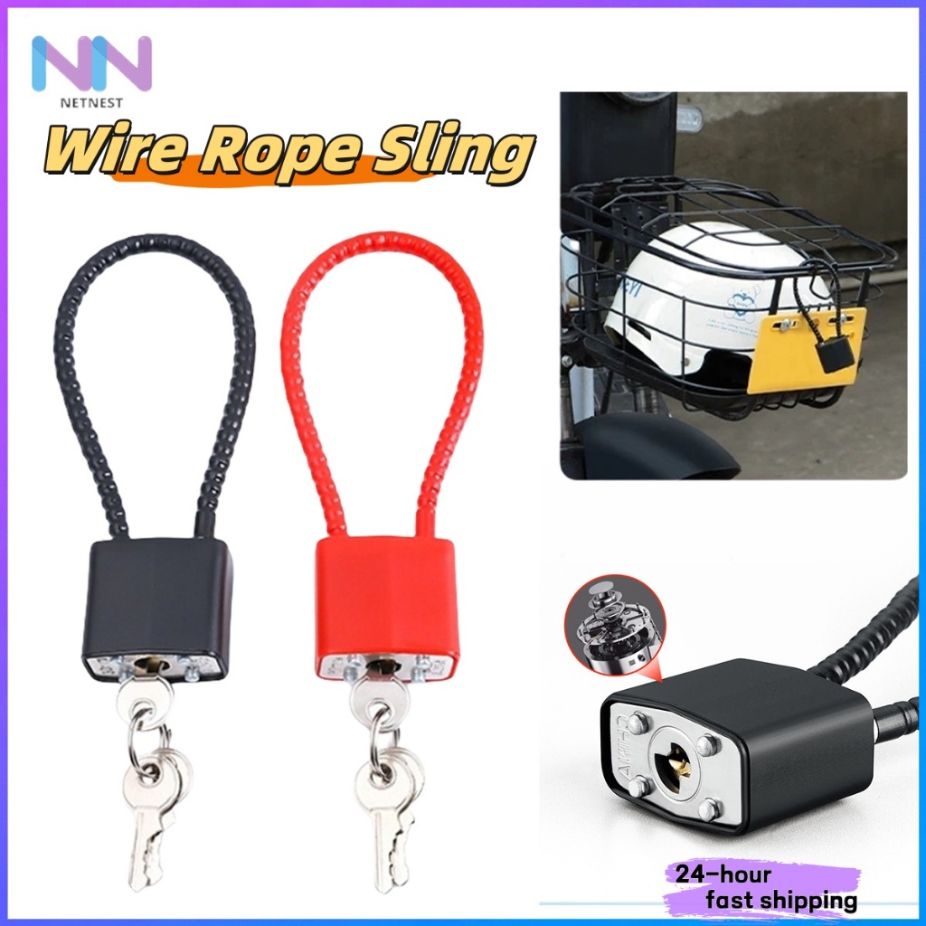 Steel Cable Anti Theft Padlock Long Shackle Wire Rope Lock For Cabinets ...
