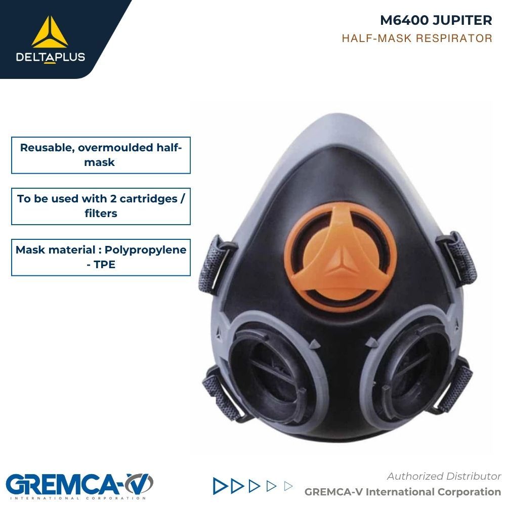 Delta Plus M6300/M6400 Jupiter Half Mask Respirator. A2, P2, P3, ABEK1 ...