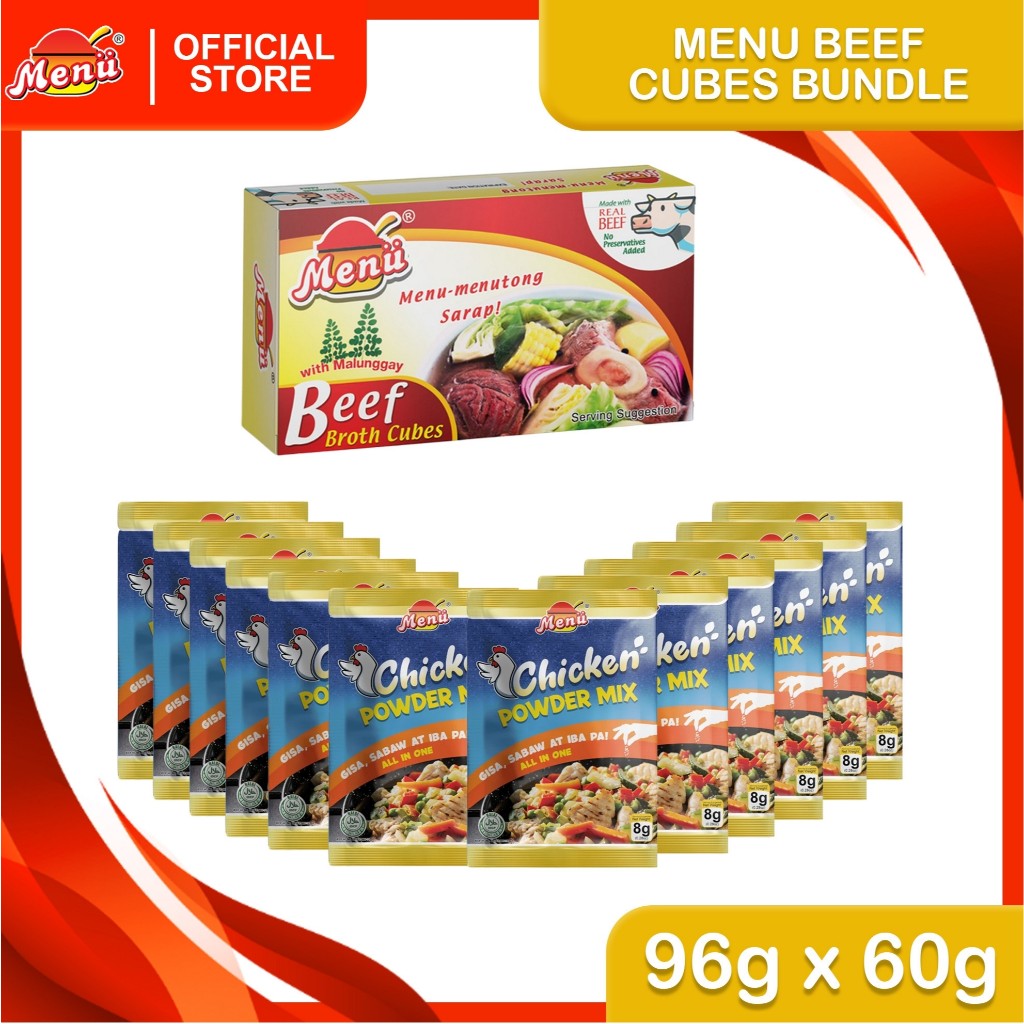 Menu Beef Broth Cubes 60g Pantry x Chicken Powder Mix 8g Bundle ...