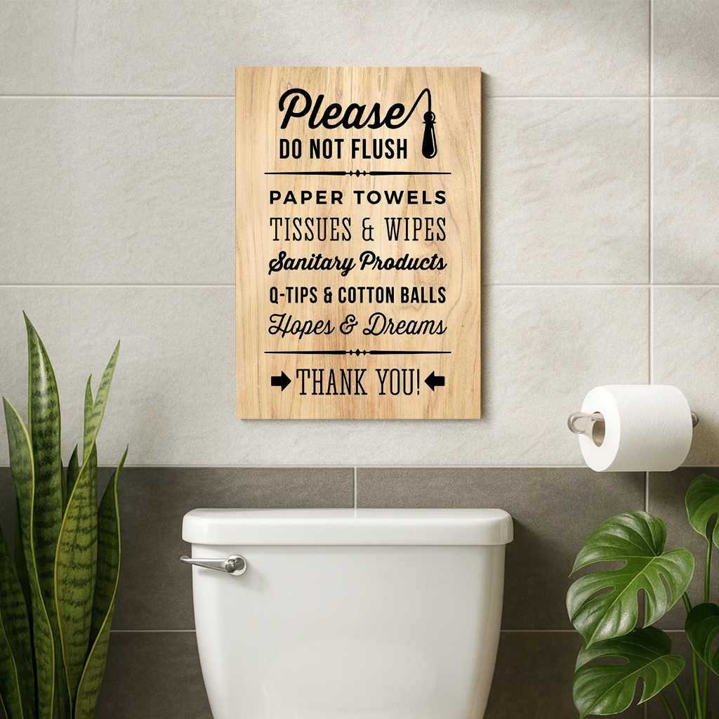 LE Acrylic Sign Restroom Please Do Not Flush Tissue Hopes Dreams Funny ...
