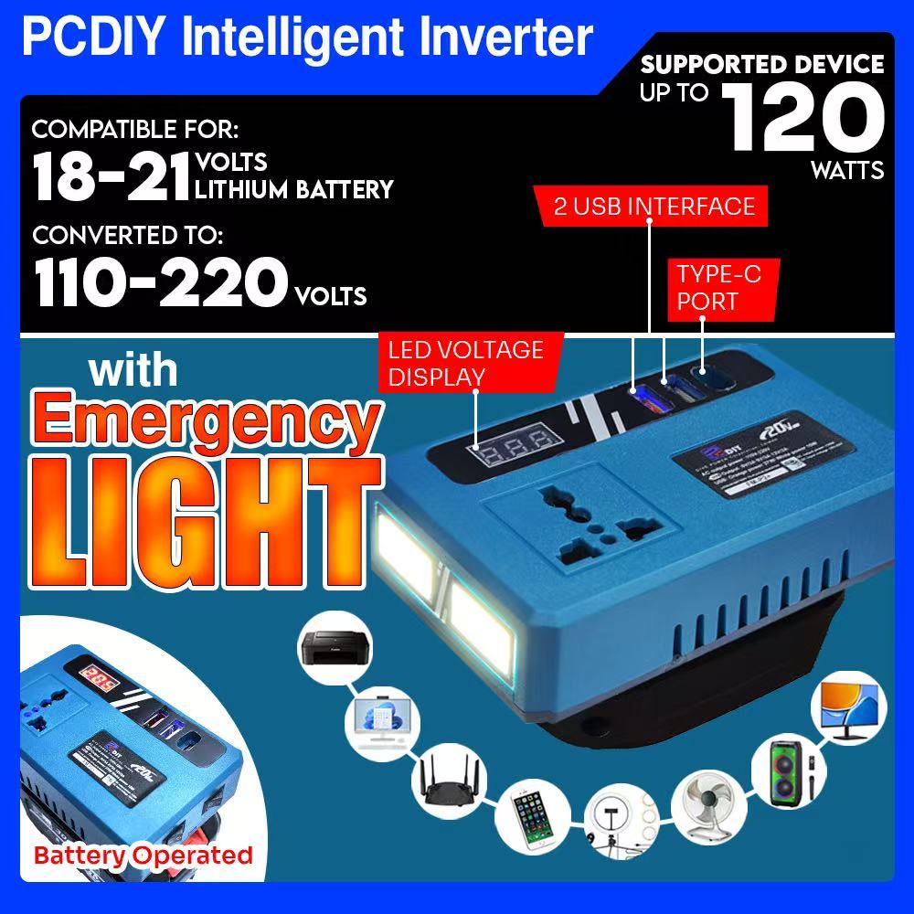 FM-P2+ Inverter WITH LIGHT + 21V to 220V Intelligent Transformer Multi ...