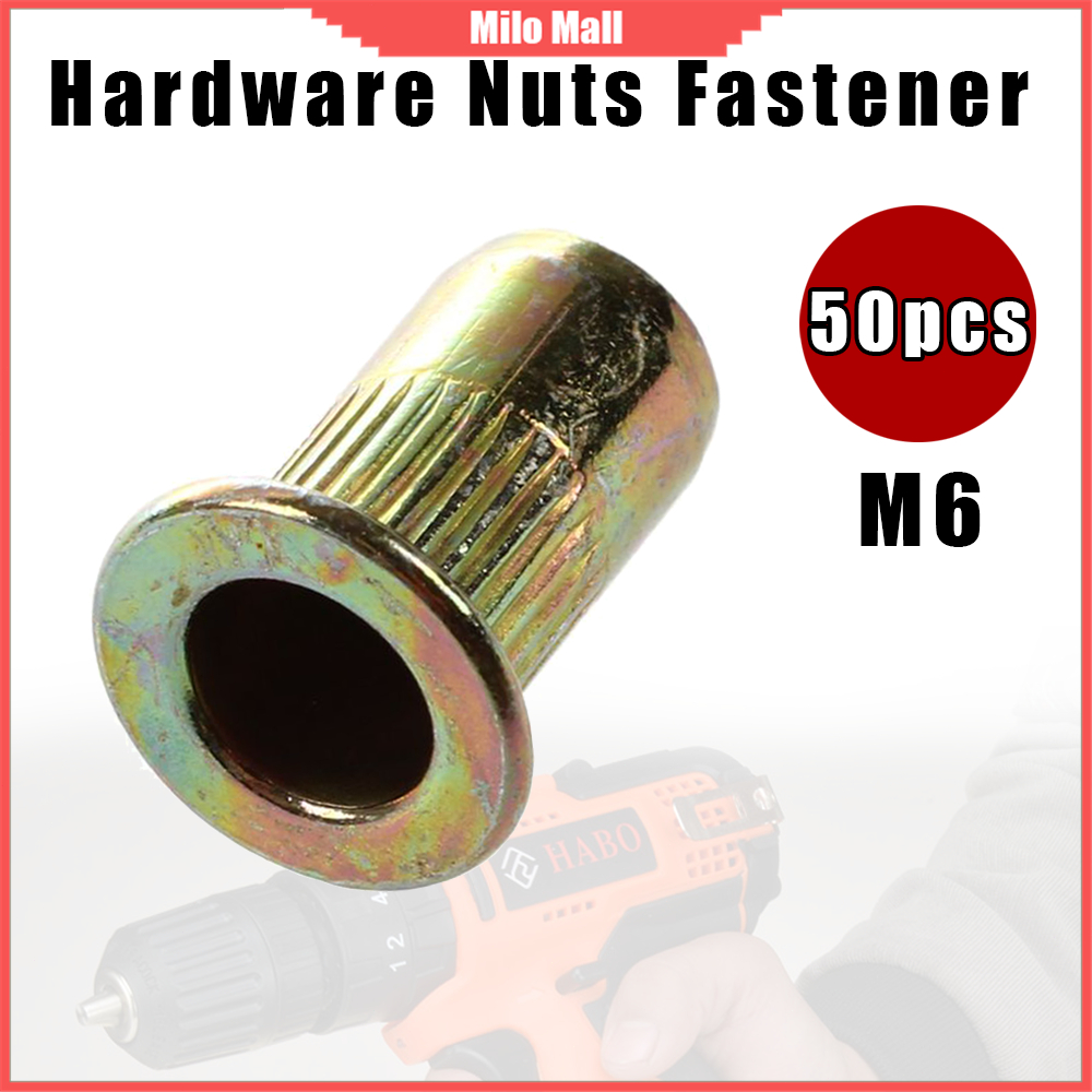 Aexit M3 Carbon Steel Knurled Rivet Nuts – 500-Pack Bronze-Tone Nutserts, 4mm Hole Size, Zinc-Plated For Secure Threaded Fastening