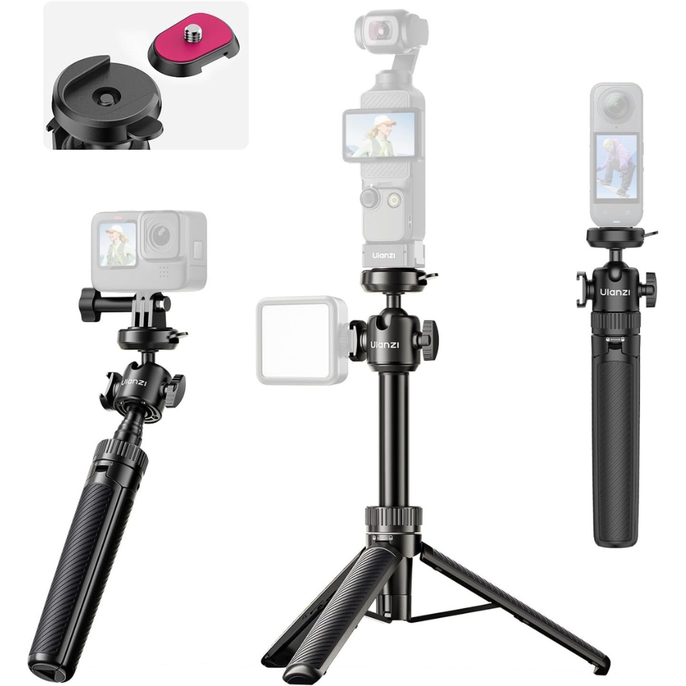 ULANZI MT90 Mini Stativ & Selfie Stick – Für DJI Pocket 3, GoPro, Insta360 | 62 Cm Ausziehbar, 1,5 Kg Tragkraft