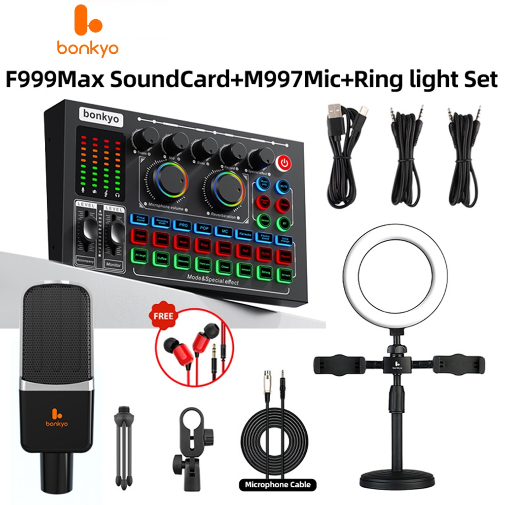 bonkyo F999MAX+Microphone Soundcard live broadcast equipment full