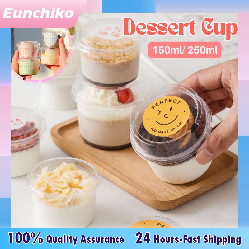 50Pcs Clear Pudding Cup Mini Disposable Dessert Plastic Container With ...