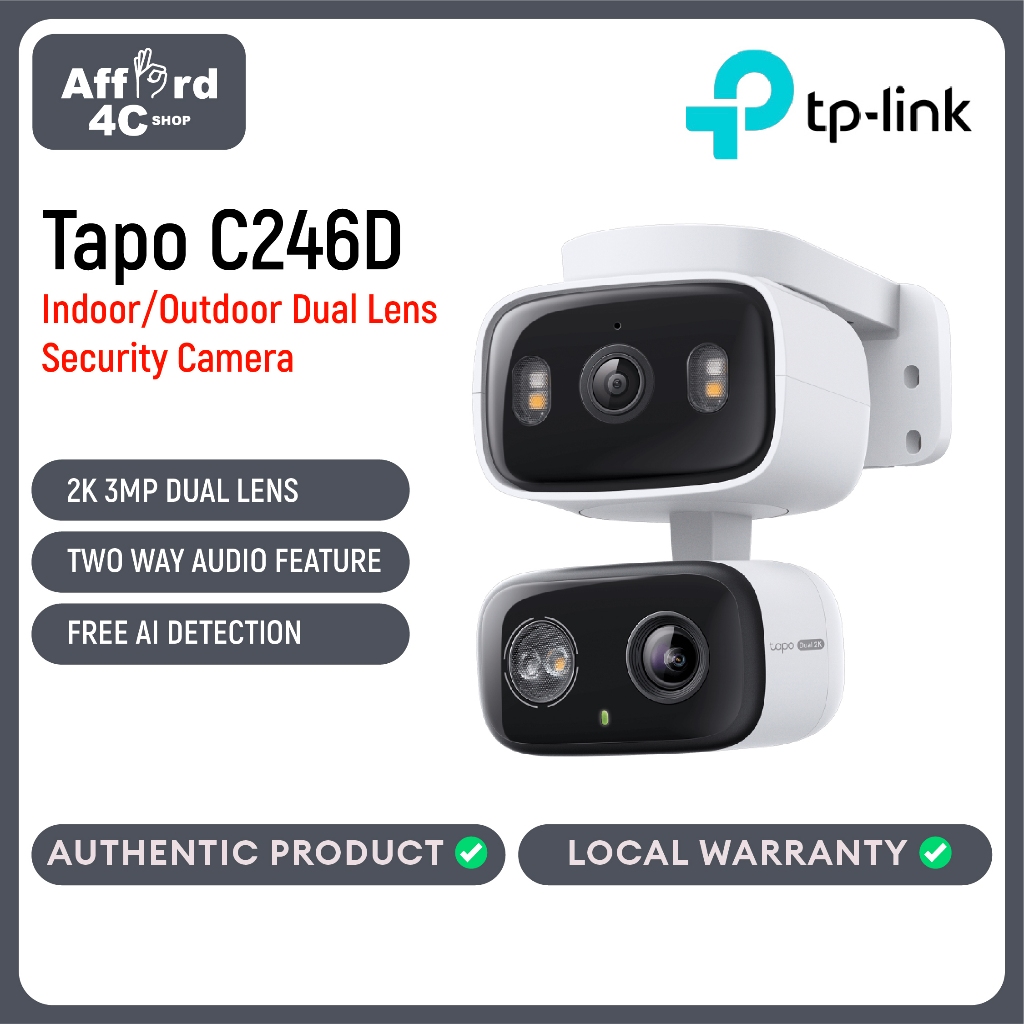 TP-Link Tapo C246D Indoor/Outdoor Dual Lens Pan/Tilt Security Camera ...