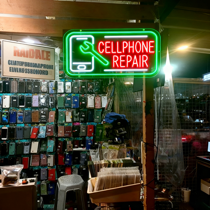 cellphone repair signage neon led wall light wrench phone sign for ...