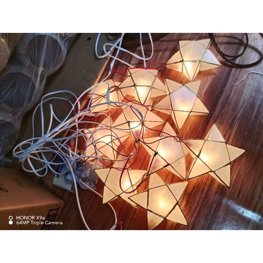 capiz set of 10 with complete wiring and bulb 1 meter distance | Shopee ...