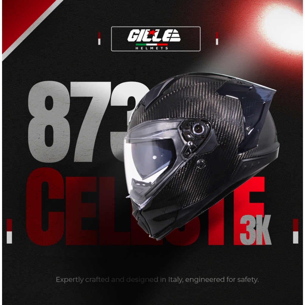 GILLE 873 Celeste Snake Forged and 3K Carbon Full Face Motorcycle Helmet