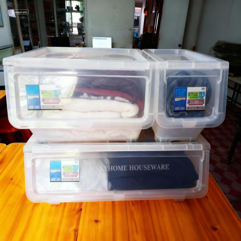 NIKKO FLIP TYPE STORAGE BOX W/ EASY ROLL ON WHEELS / HEAVY DUTY 16L ...