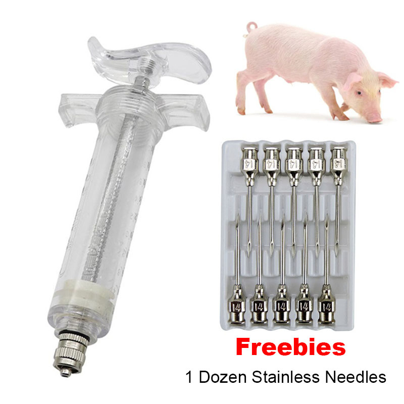10/20/30ML Animal Syringe with 1 Dozen Stainless Needles Pig Farm ...