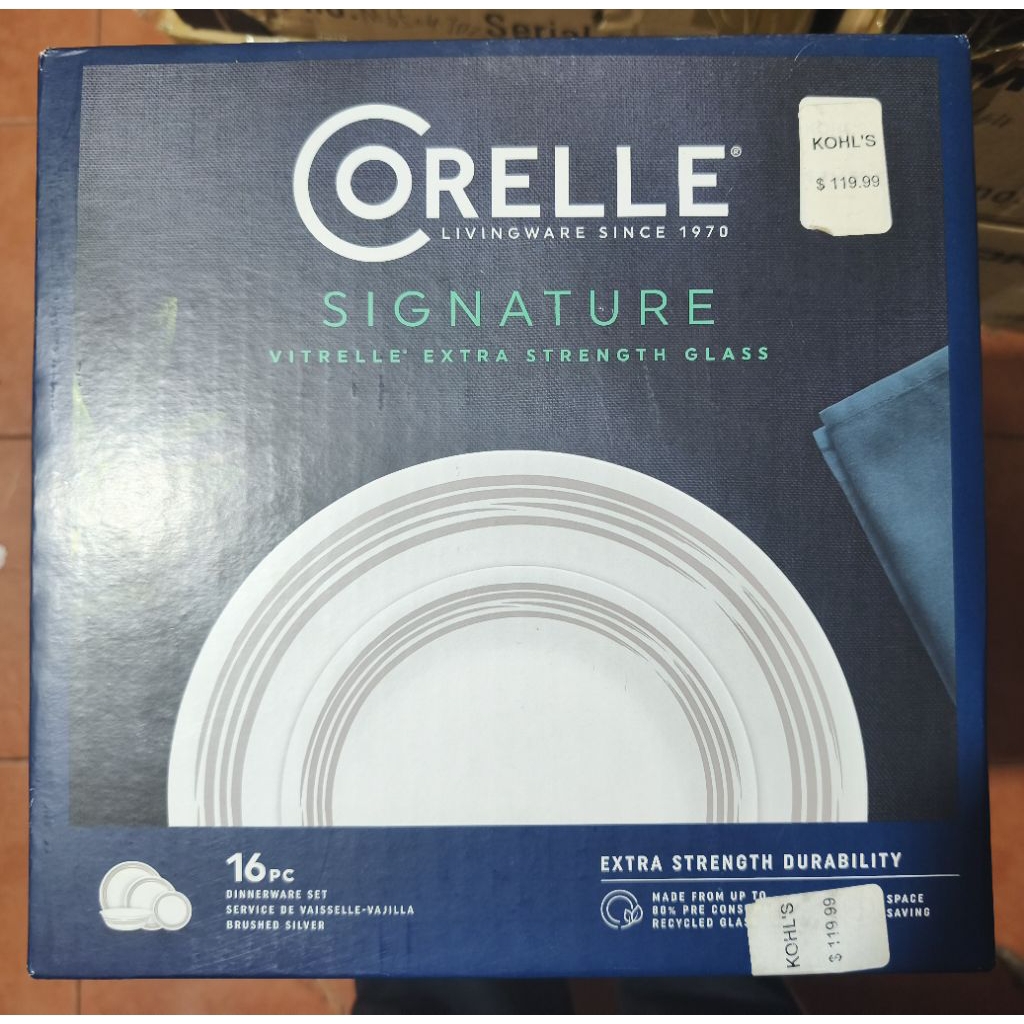 Corelle Signature Vitrelle Brushed Silver Dinnerware Set 16pc | Shopee ...
