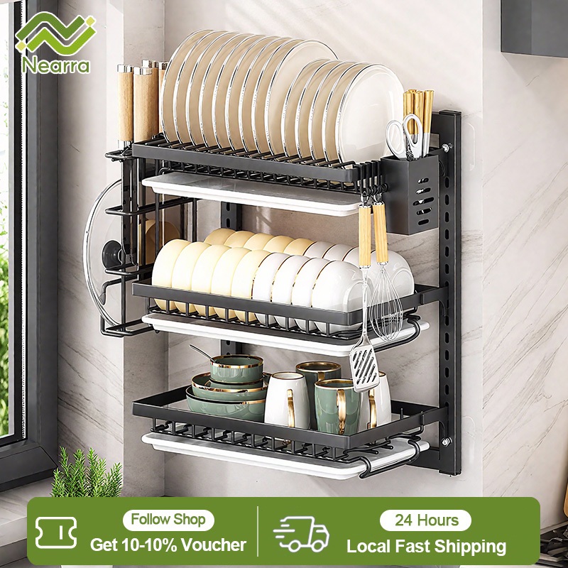 Nearra Collapsible Kitchen Dish Rack-Easy to Clean Drain Bowl Wall ...