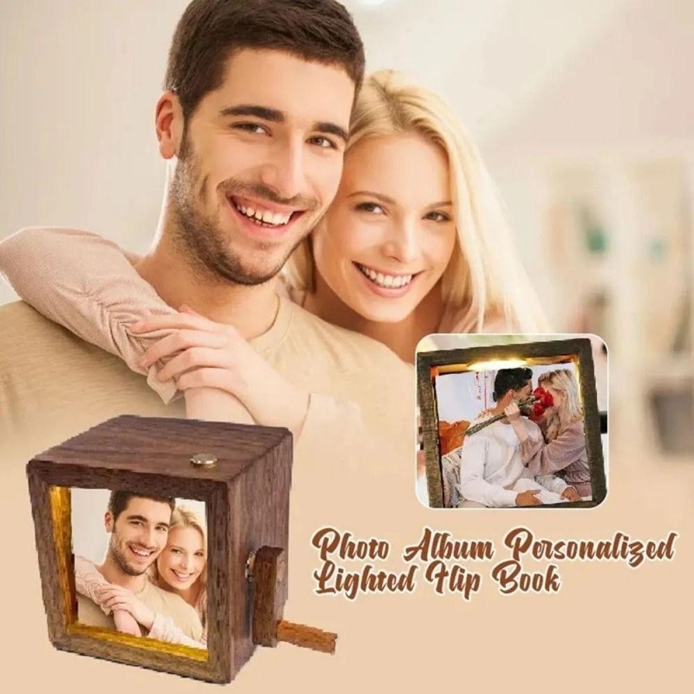 Christmas Gift, DIY ECHOG Wooden Rotating Photo Album, Hand Motion 8/16 ...