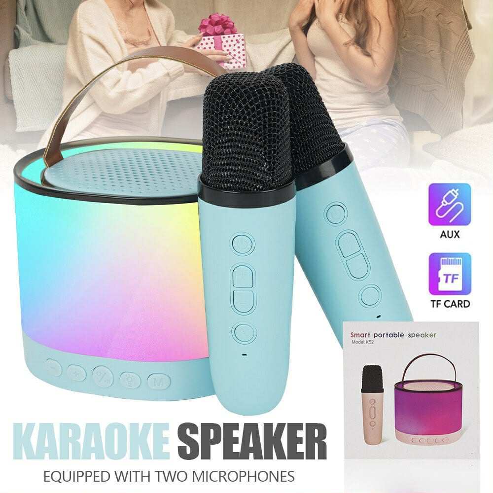 K52 Wireless Bluetooth Home KTV Karaoke Speaker Machine Dual Microphone ...