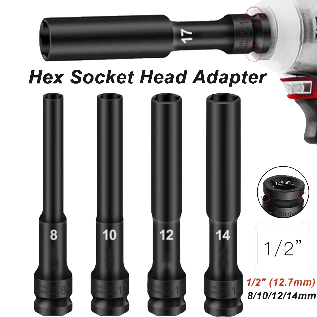 1/2-Inch Drive Deep Impact Hex Socket Set (8mm/10mm/12mm/14mm) | Shopee ...