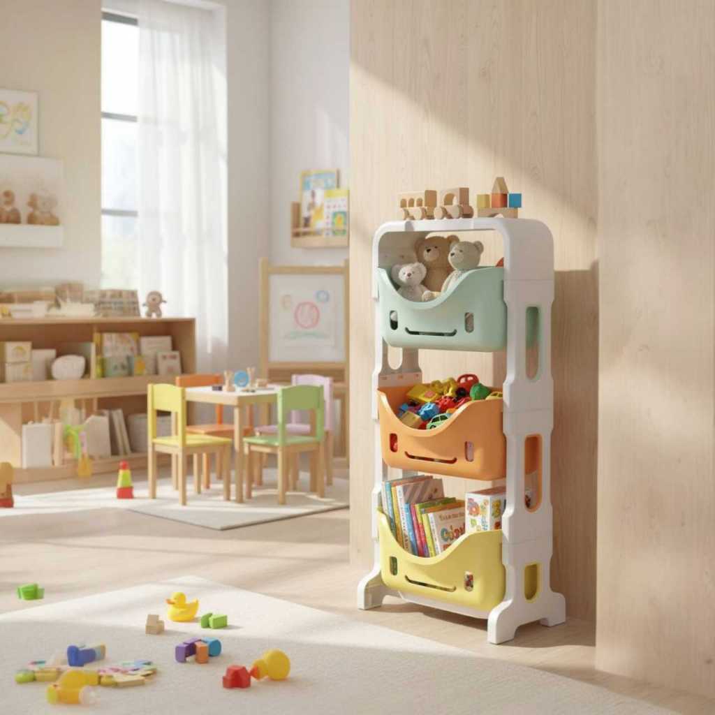 Kids Toy Storage Organizer Rolling Cart, SmileyDesign Children Playroom ...