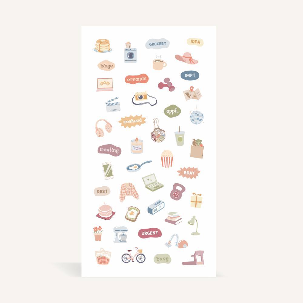 Sticker Sheet - muted colors, planner stickers, aesthetic, journal ...