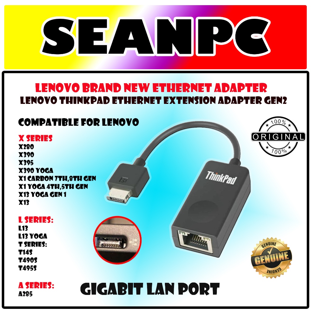 Gen 2 Dongle RJ45 Ethernet LAN Adapter for Lenovo Thinkpad Orig L13,L13 ...