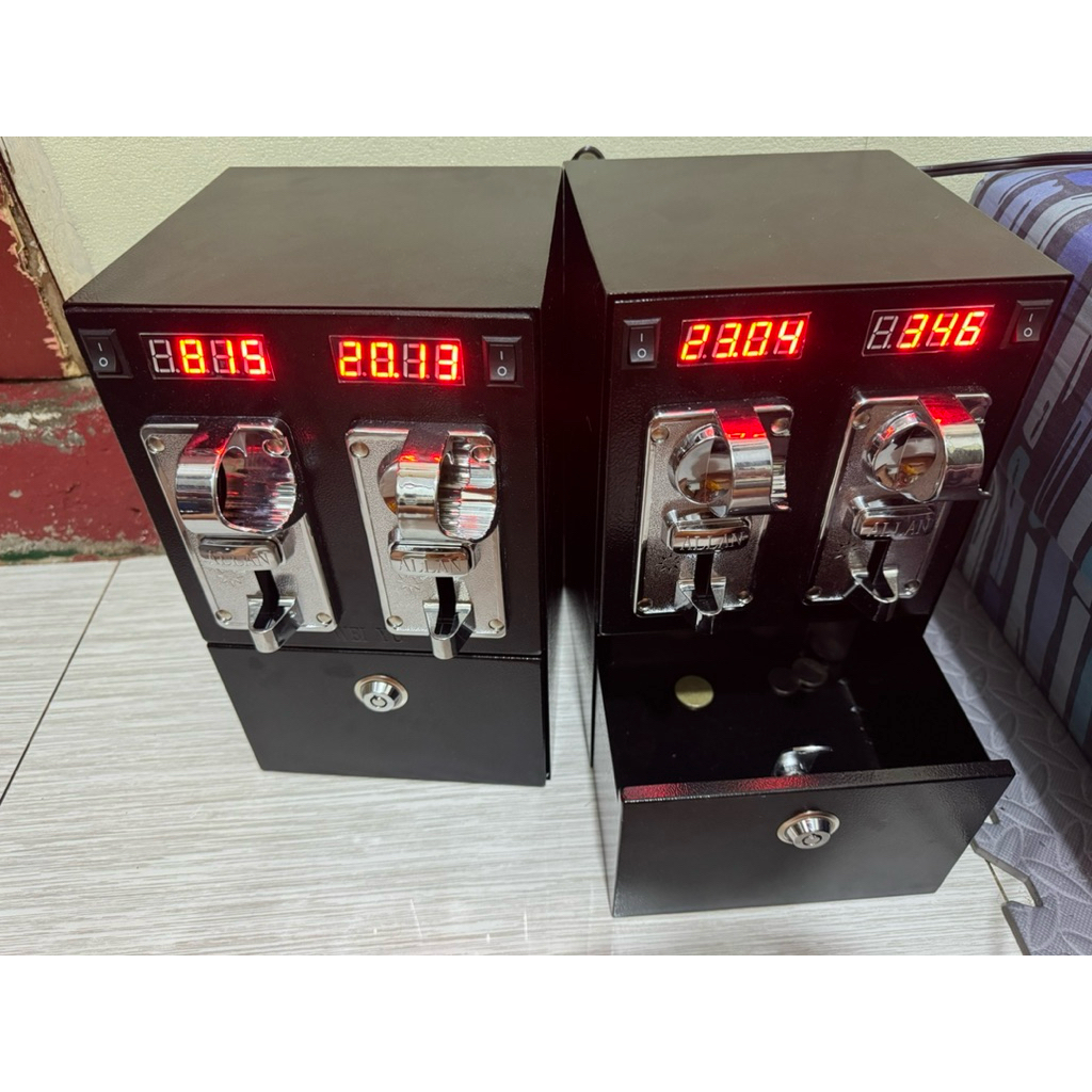DUAL COINSBOX MINUTES TIMER ANTI HOOK UNIVERSAL COINSLOT 1-20 COINS ...