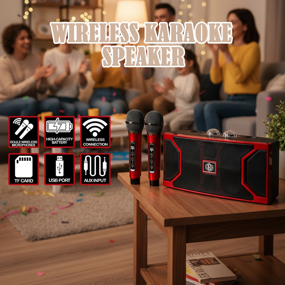 RD bluetooth speaker with Dual Wireless mic Portable 3D Stereo family ...