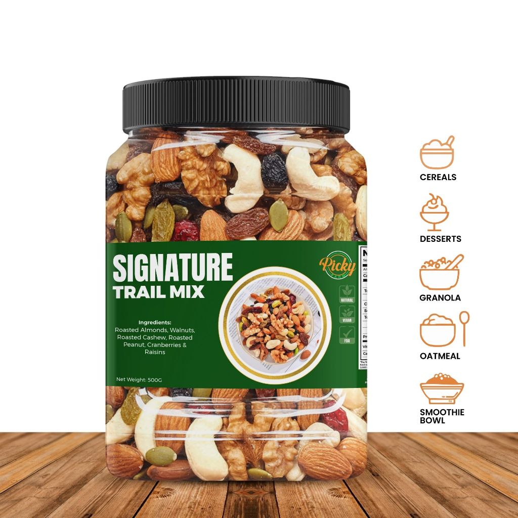 Premium Signature Trail Mix | Fresh, Crunchy & Rich Snack | 250g / 500g ...