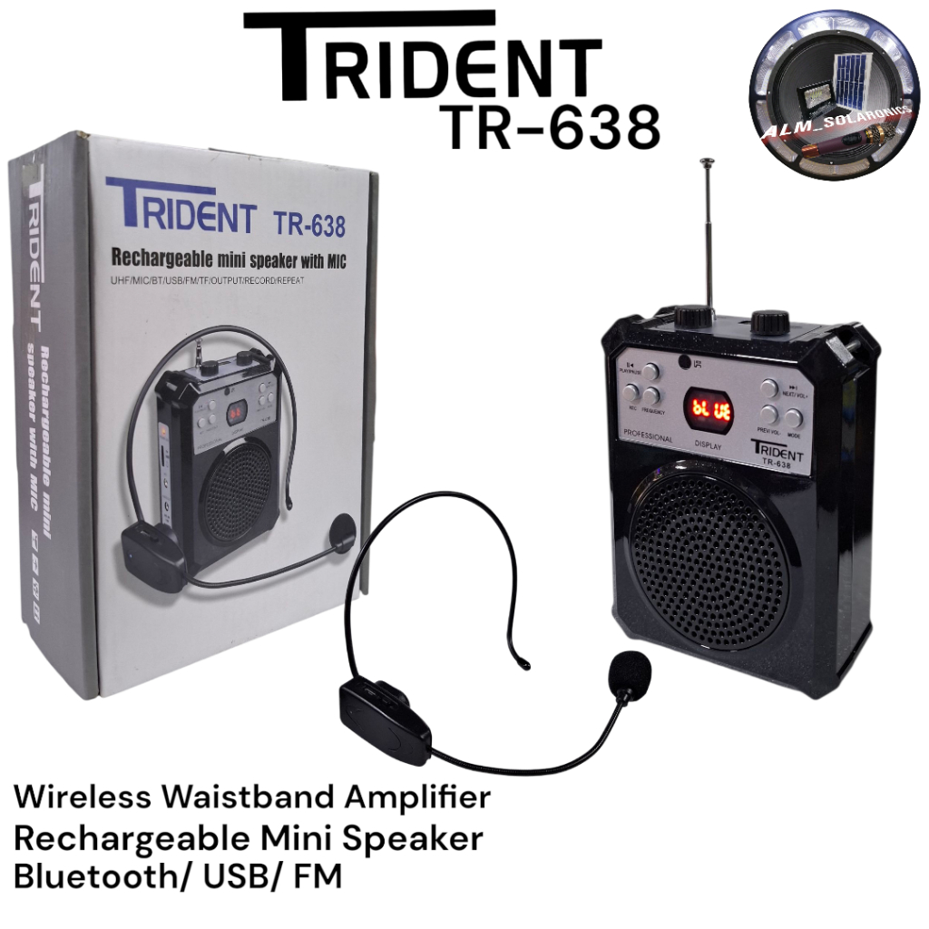 Original Trident TR-638 Rechargeable Wireless Lapel Mic Mini Speaker ...