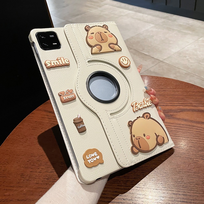 360° Rotatable Stand 3D Capybara Leather Flip Tablet Case Xiaomi Pad 5 ...