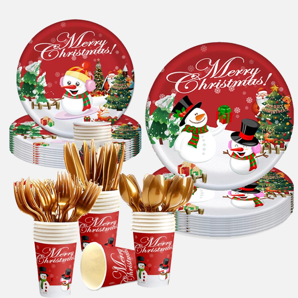 Christmas Disposable Tableware Spoon and Fork Paper Disposable ...