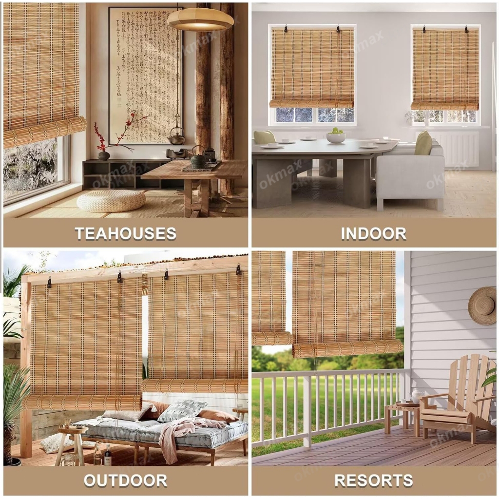 60-180cm Native Real Bamboo Roll Up Window Blinds Bamboo Blinds Bamboo ...