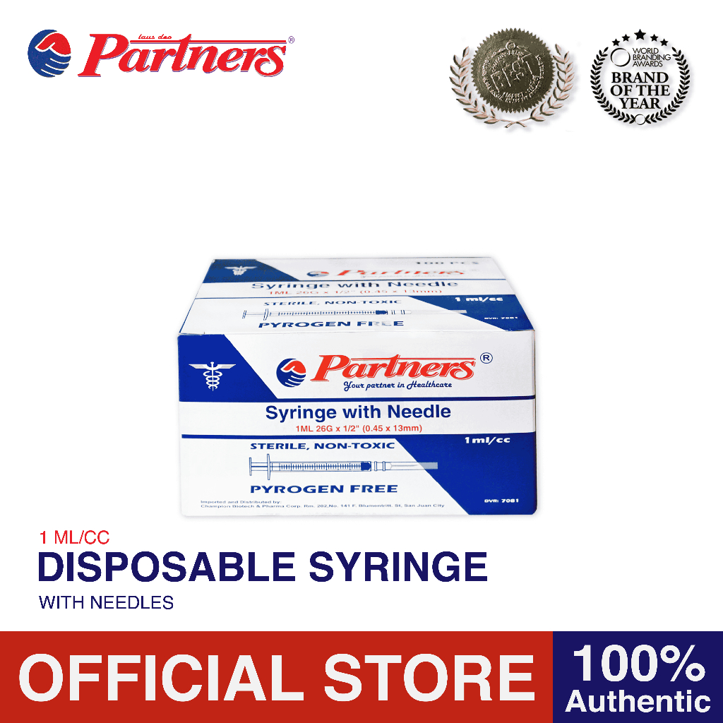 Partners Syringe 1 ml/cc Disposable - Luer Slip ( 100 PIECES ) | Shopee ...