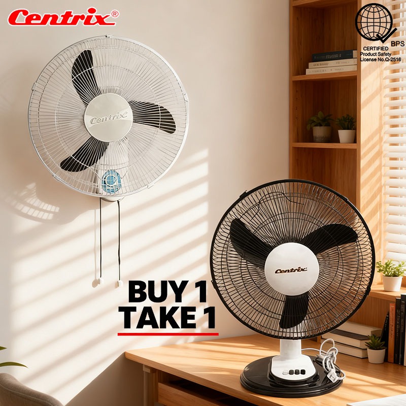 Centrix Buy 1 Take 1 Wall & Table Fan Set Strong Wind High Quality16 ...