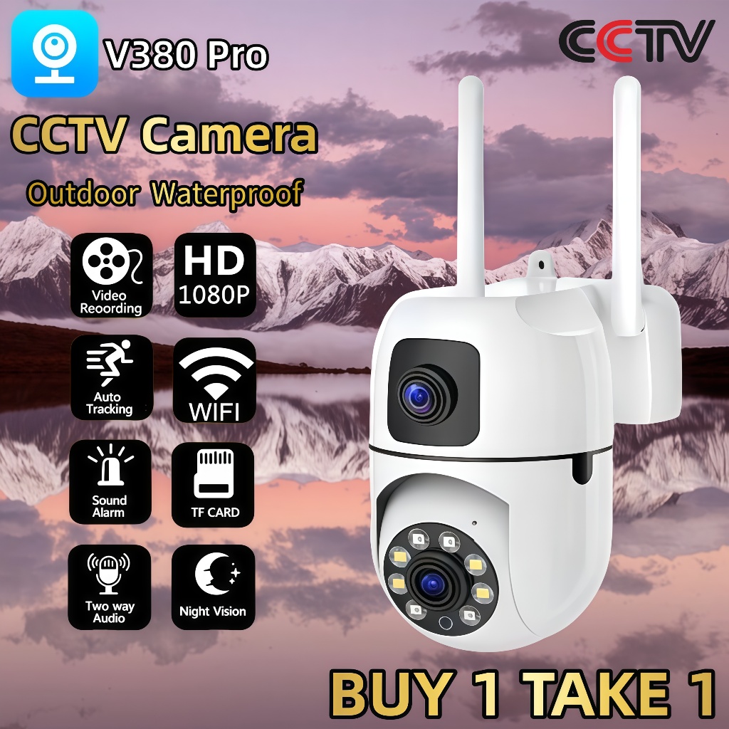 V380 Pro CCTV Camera Outdoor Waterproof WiFi Wireless 1080P 360 ...