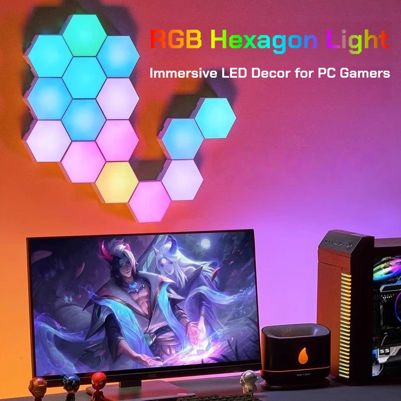 RGB Hexagon Wall Light for Gaming Room DIY Your Cool Setup with Remote ...
