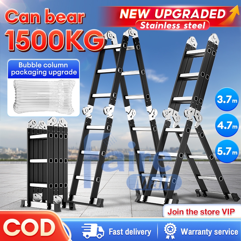Ladder Foldable Aluminum Heavy Duty 12/16/20FT Portable Anti Slip ...